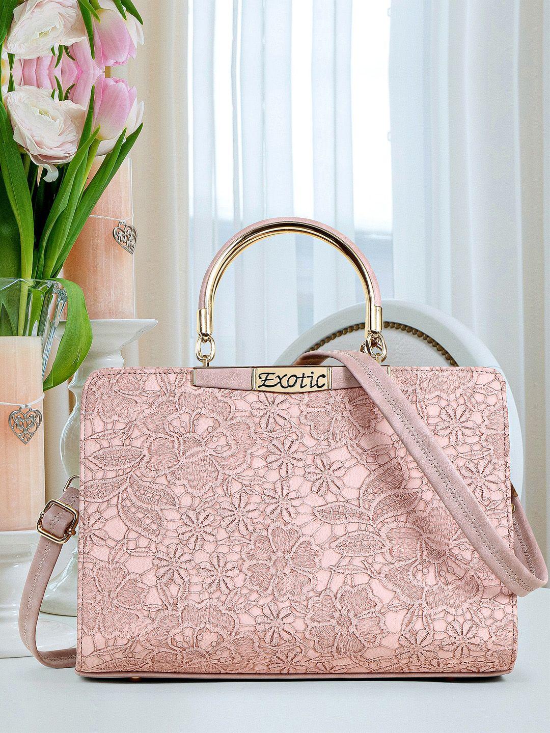 exotic pink pu structured handheld bag
