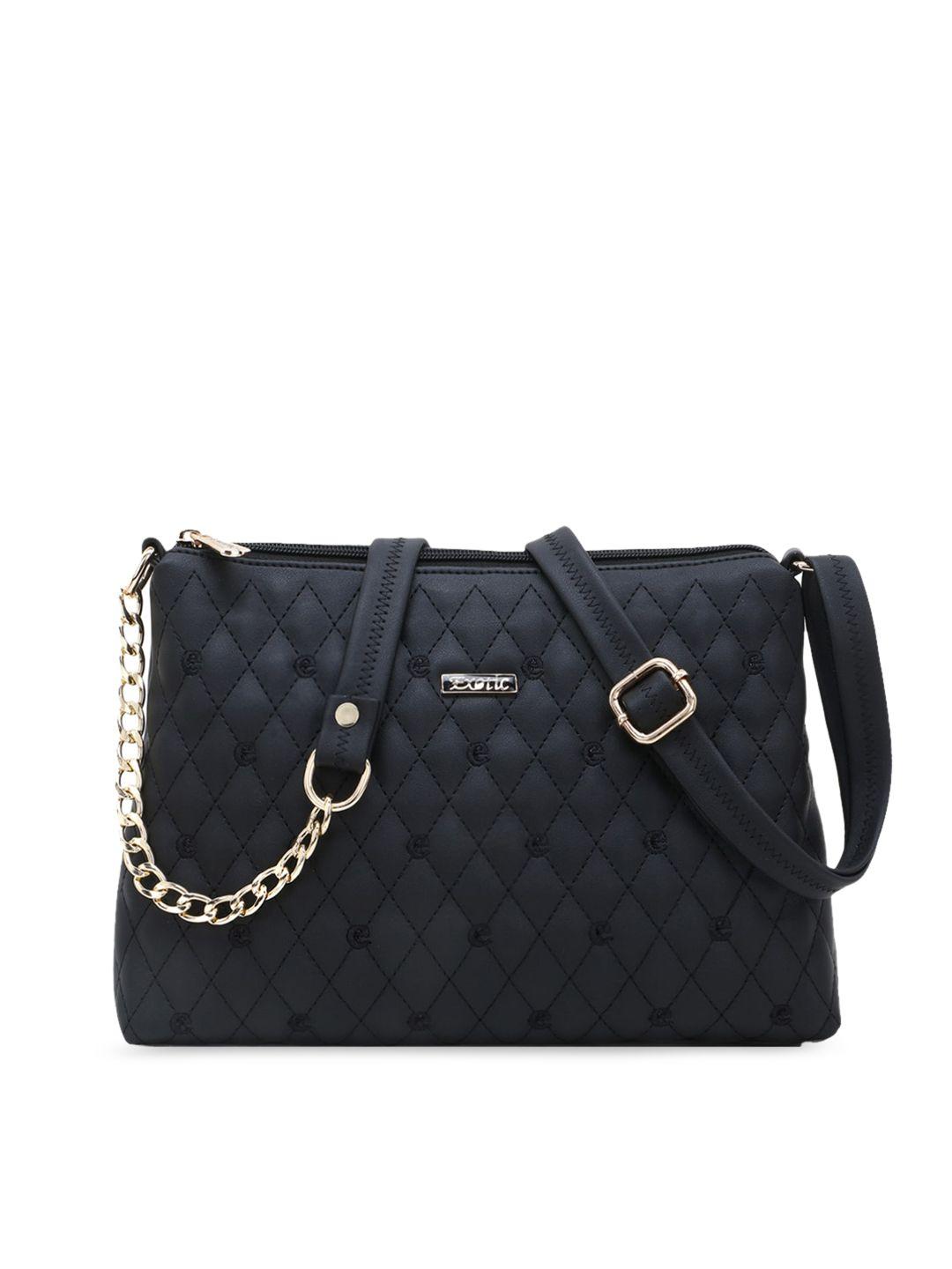 exotic black structured quilted sling bag