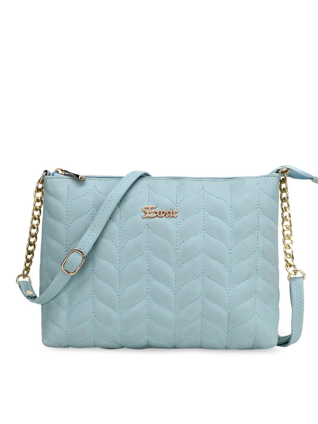 exotic blue pu structured sling bag with quilted