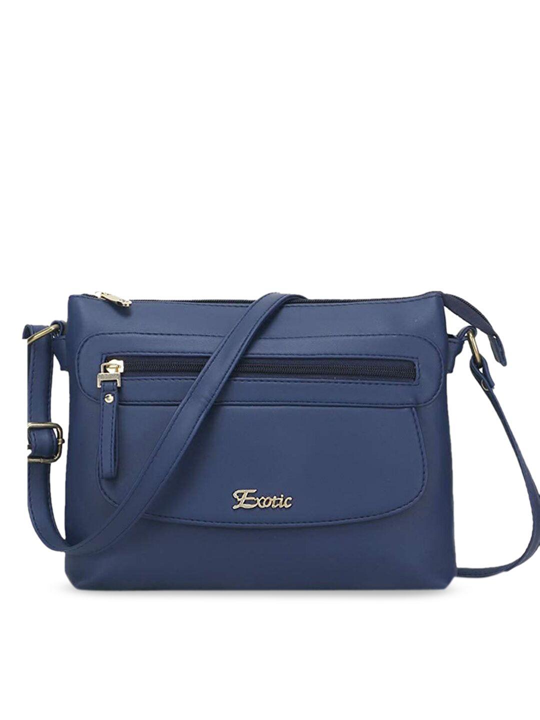 exotic blue pu structured sling bag