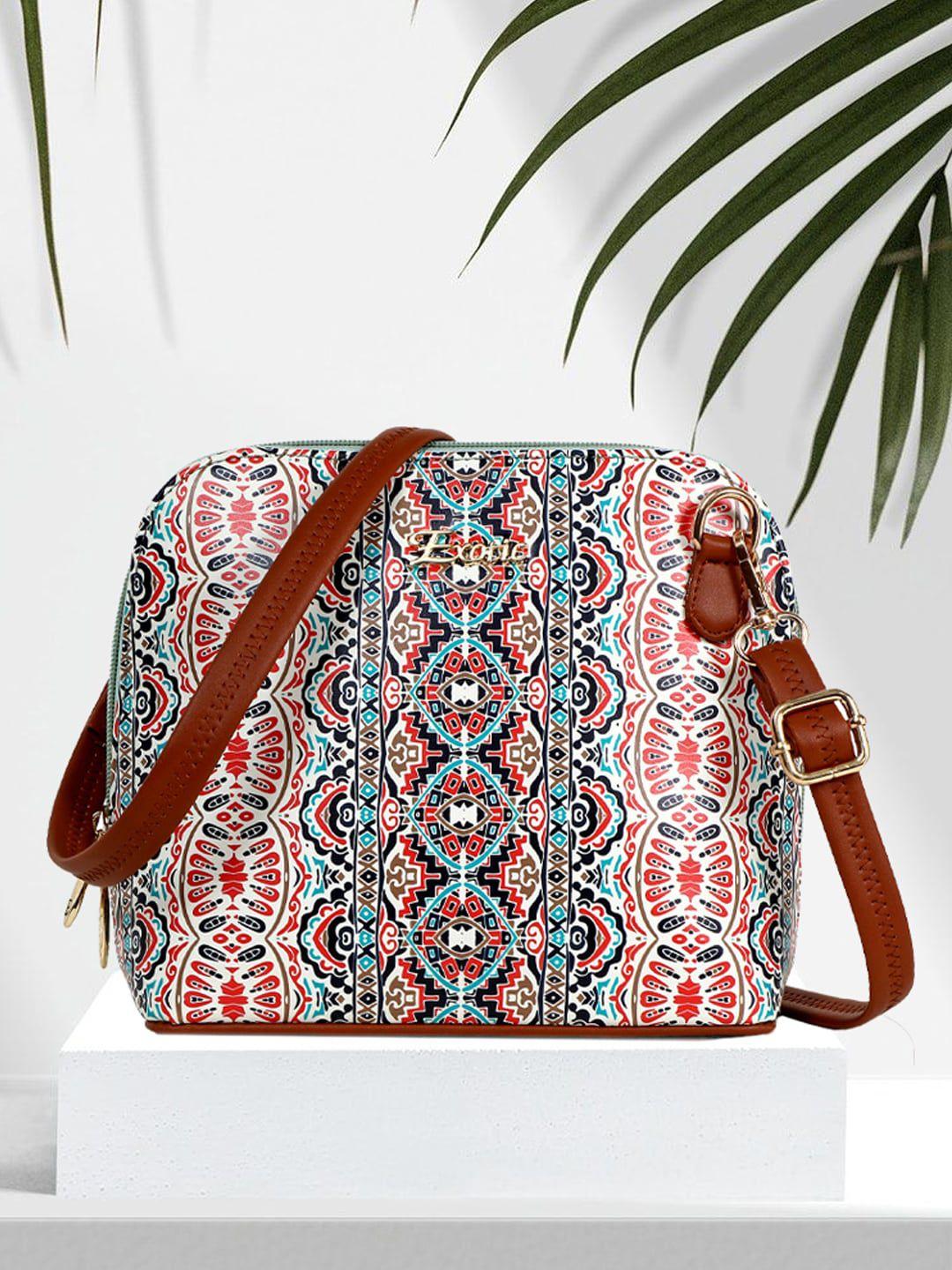 exotic ethnic motifs printed pu structured sling bag