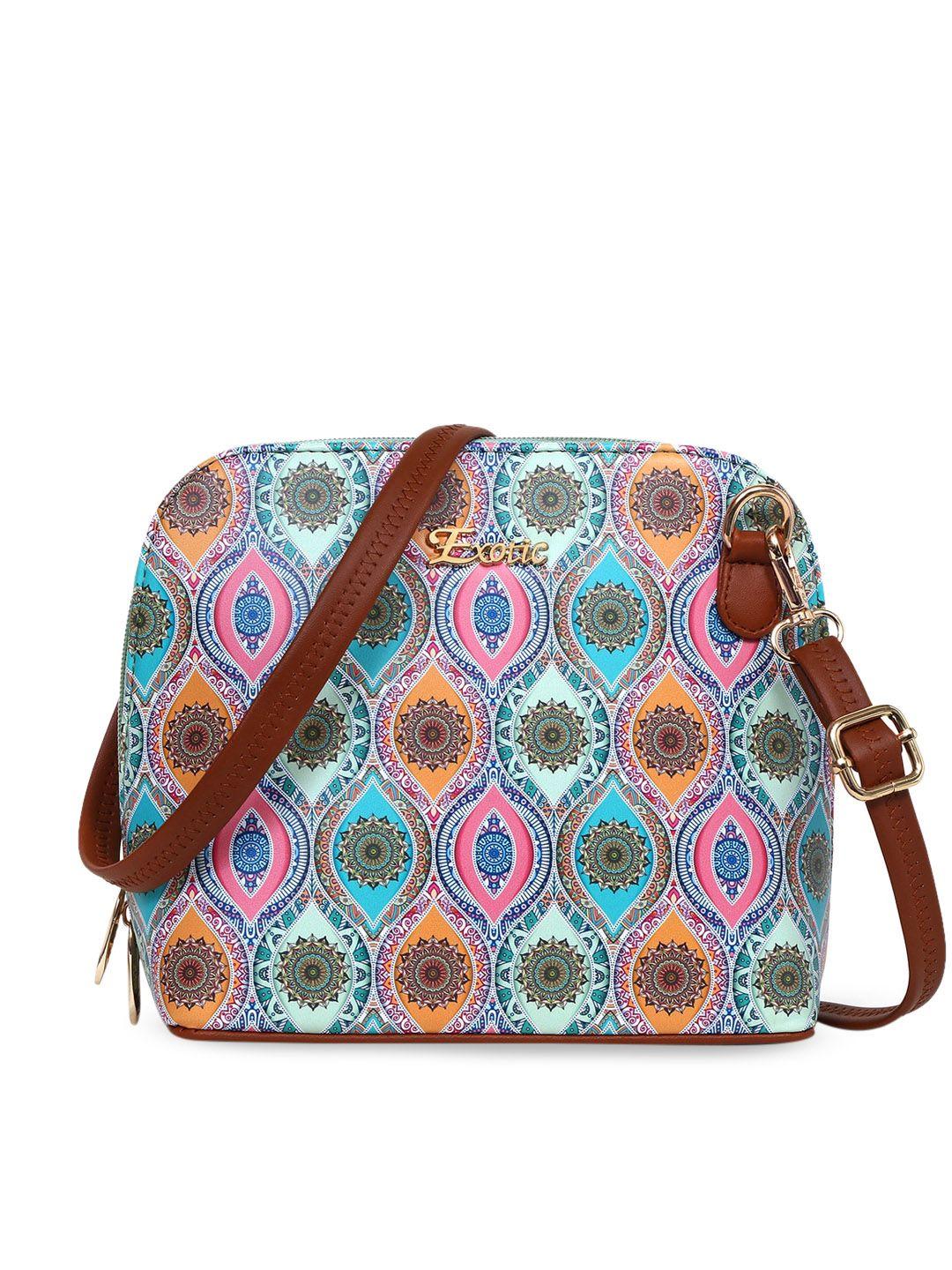 exotic ethnic motifs printed structured sling bag