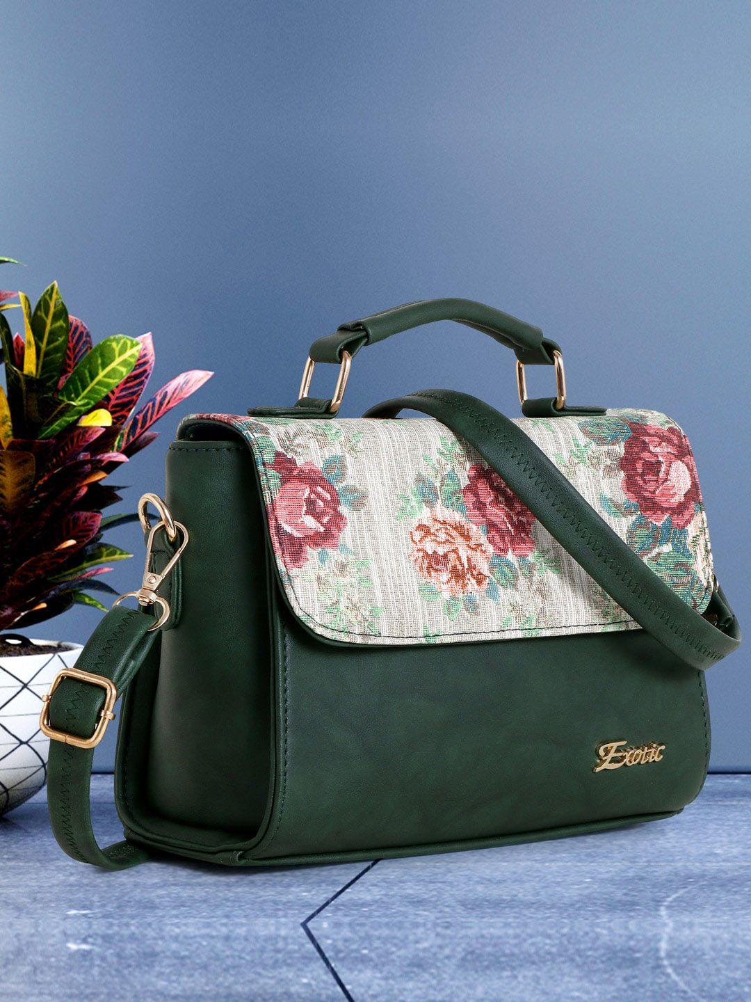 exotic floral printed pu structured satchel