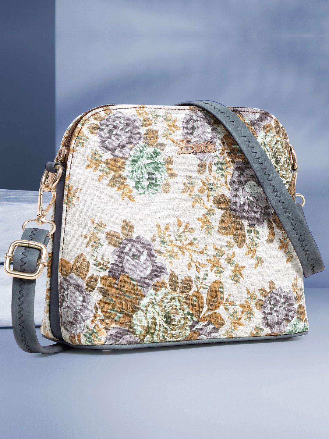 exotic floral printed pu structured sling bag