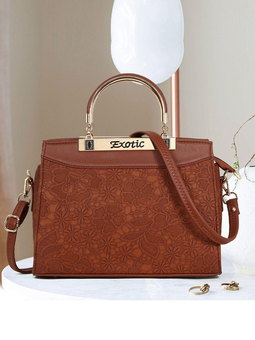 exotic floral printed structured handheld bag