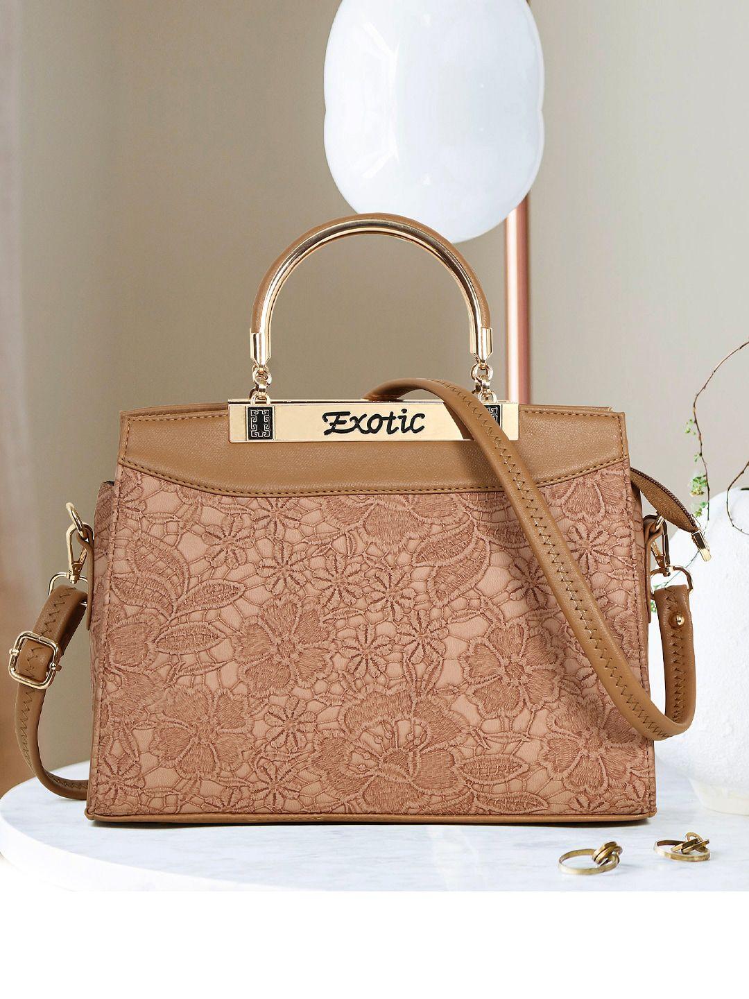 exotic floral printed structured handheld bag