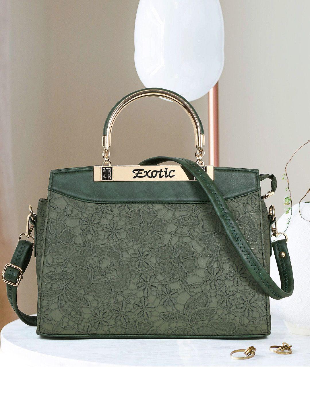 exotic floral printed structured handheld bag