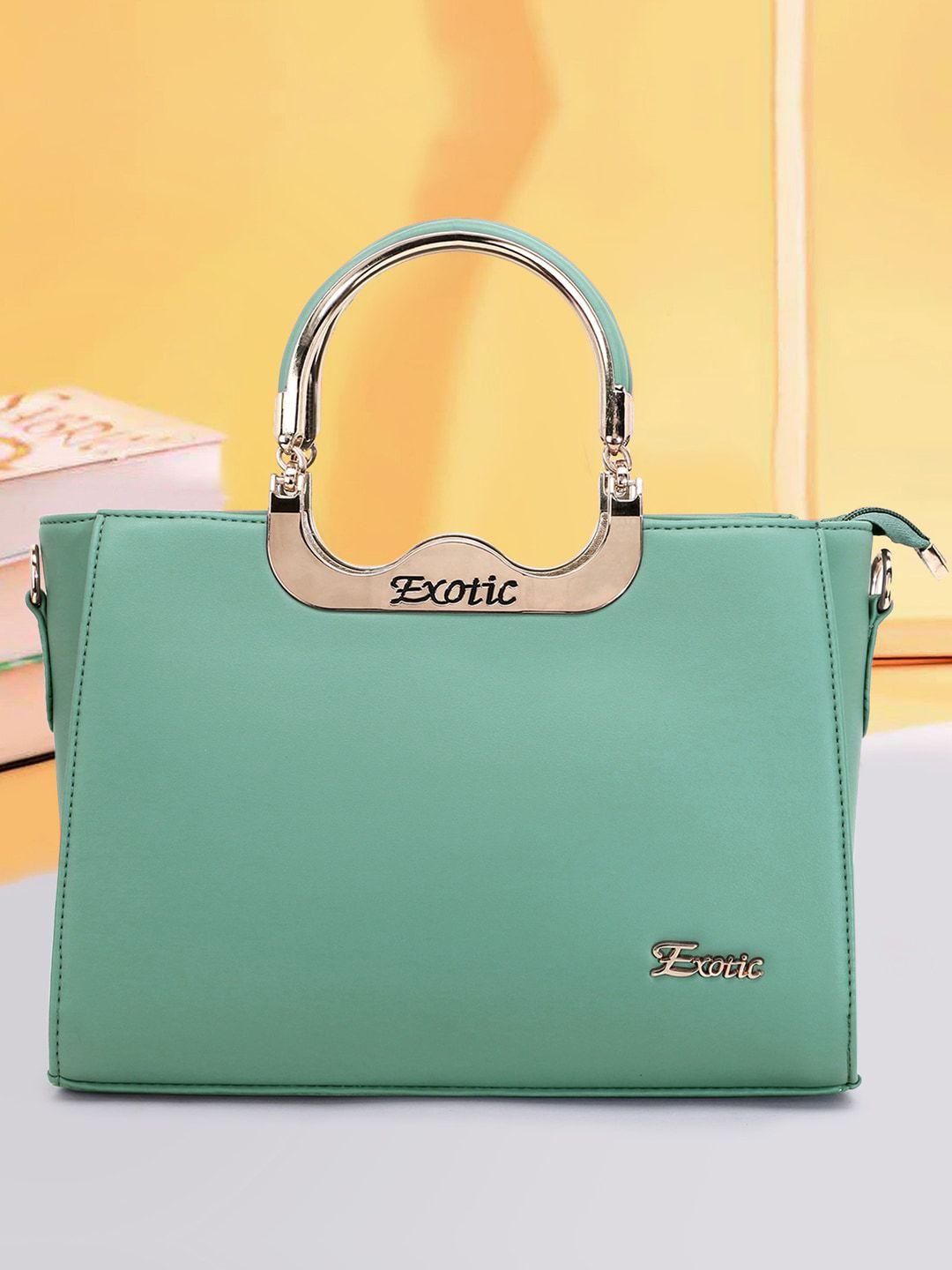 exotic green solid structured handheld bag