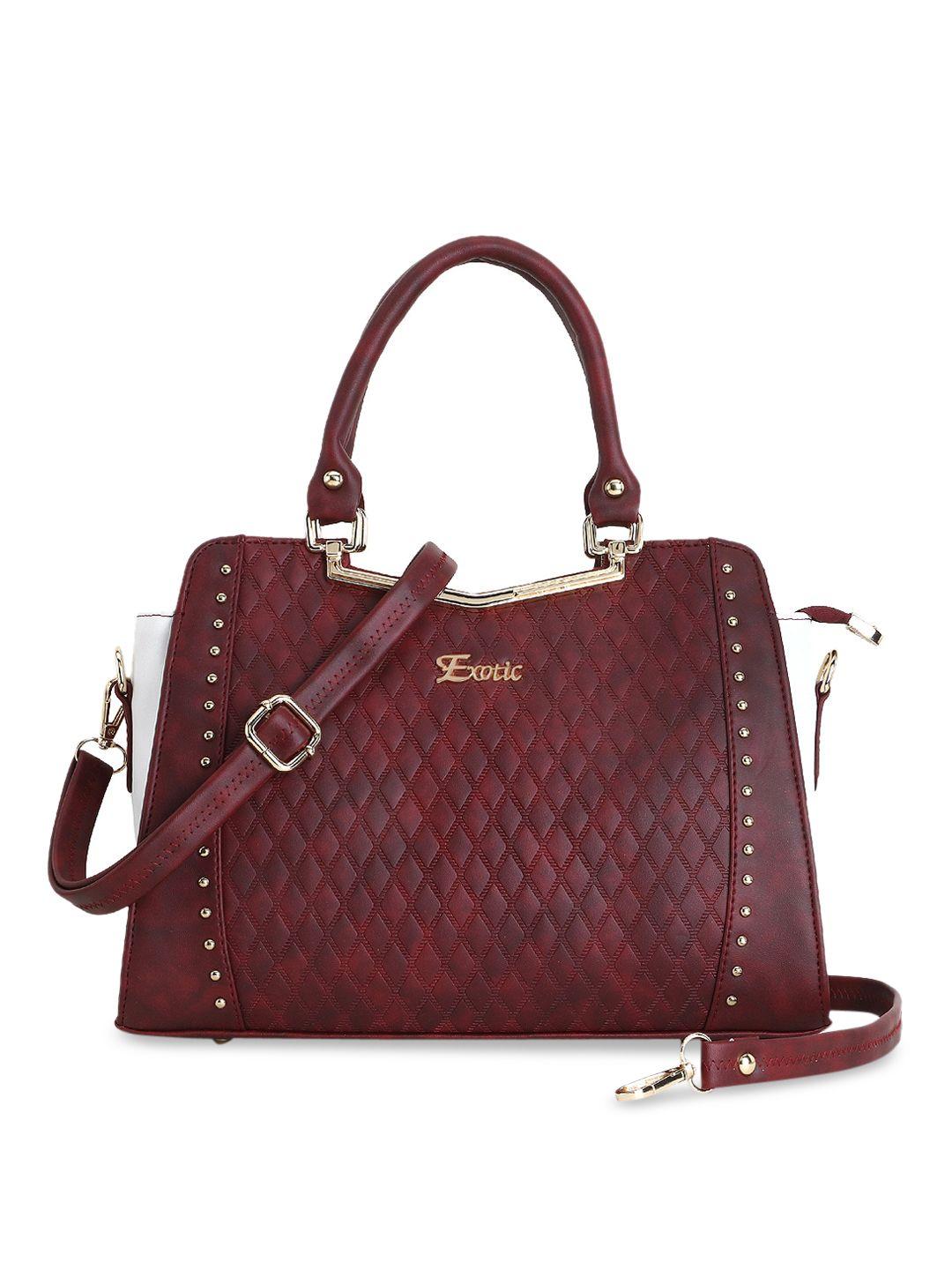 exotic maroon pu structured handheld bag