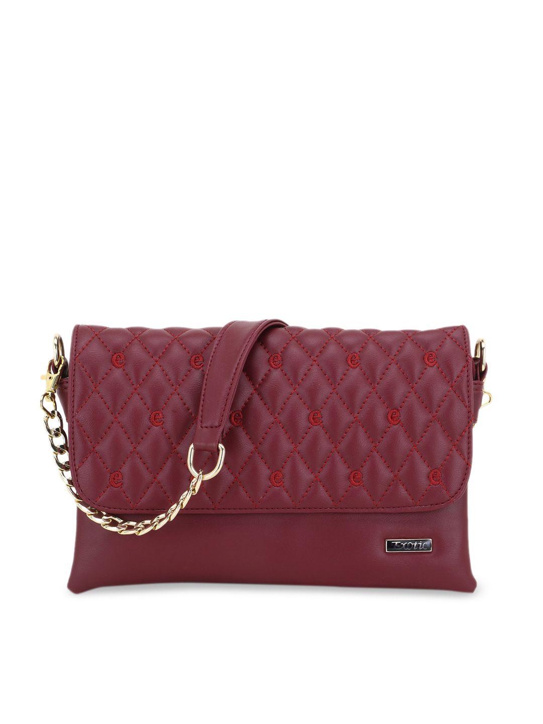 exotic maroon pu structured sling bag with quilted