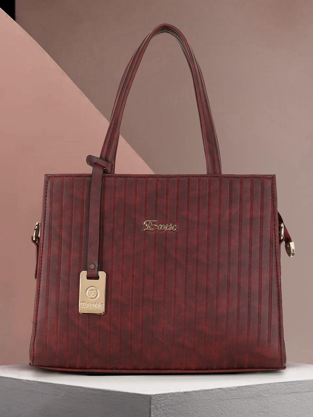 exotic maroon textured pu structured handheld bag