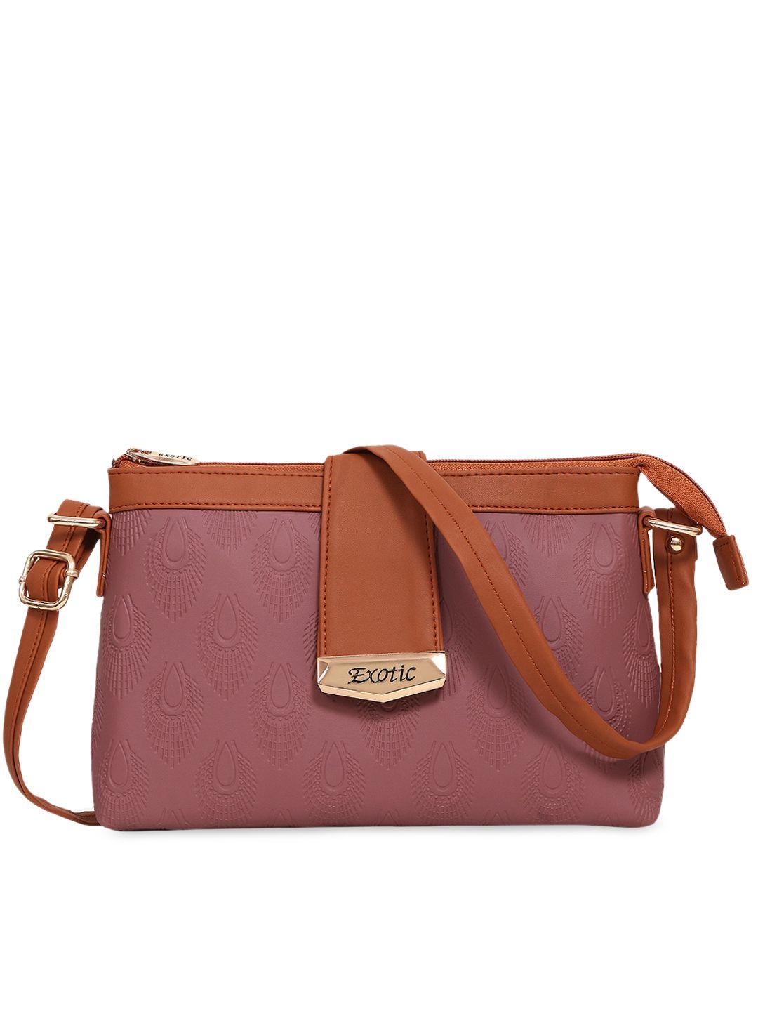 exotic peach-coloured pu structured sling bag