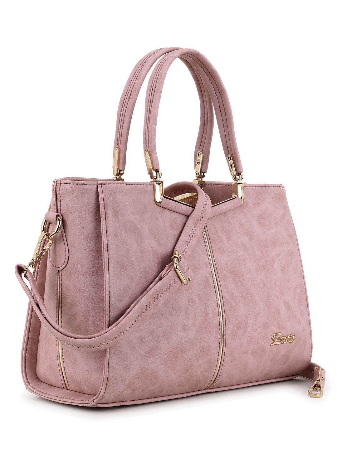 exotic pink pu structured handheld bag