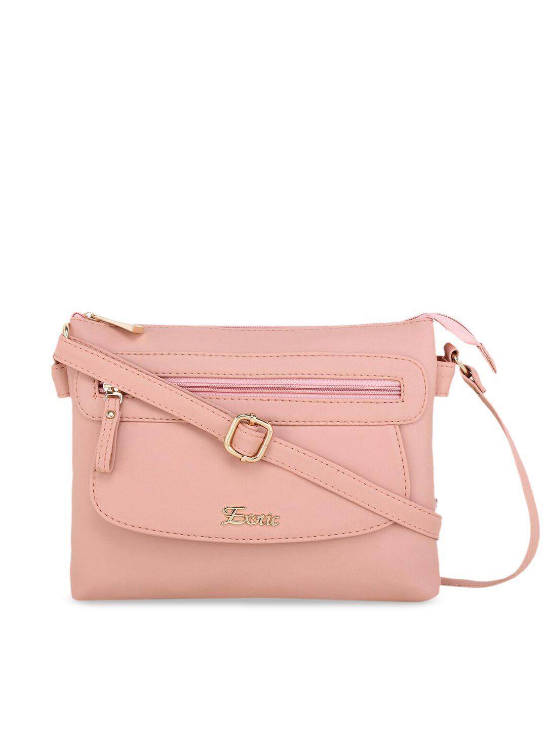 exotic pink pu structured sling bag