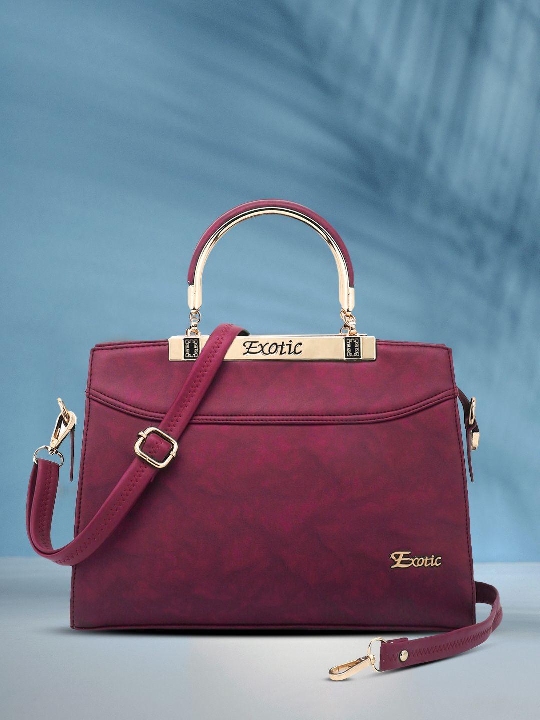 exotic purple structured handheld bag with detachable sling strap