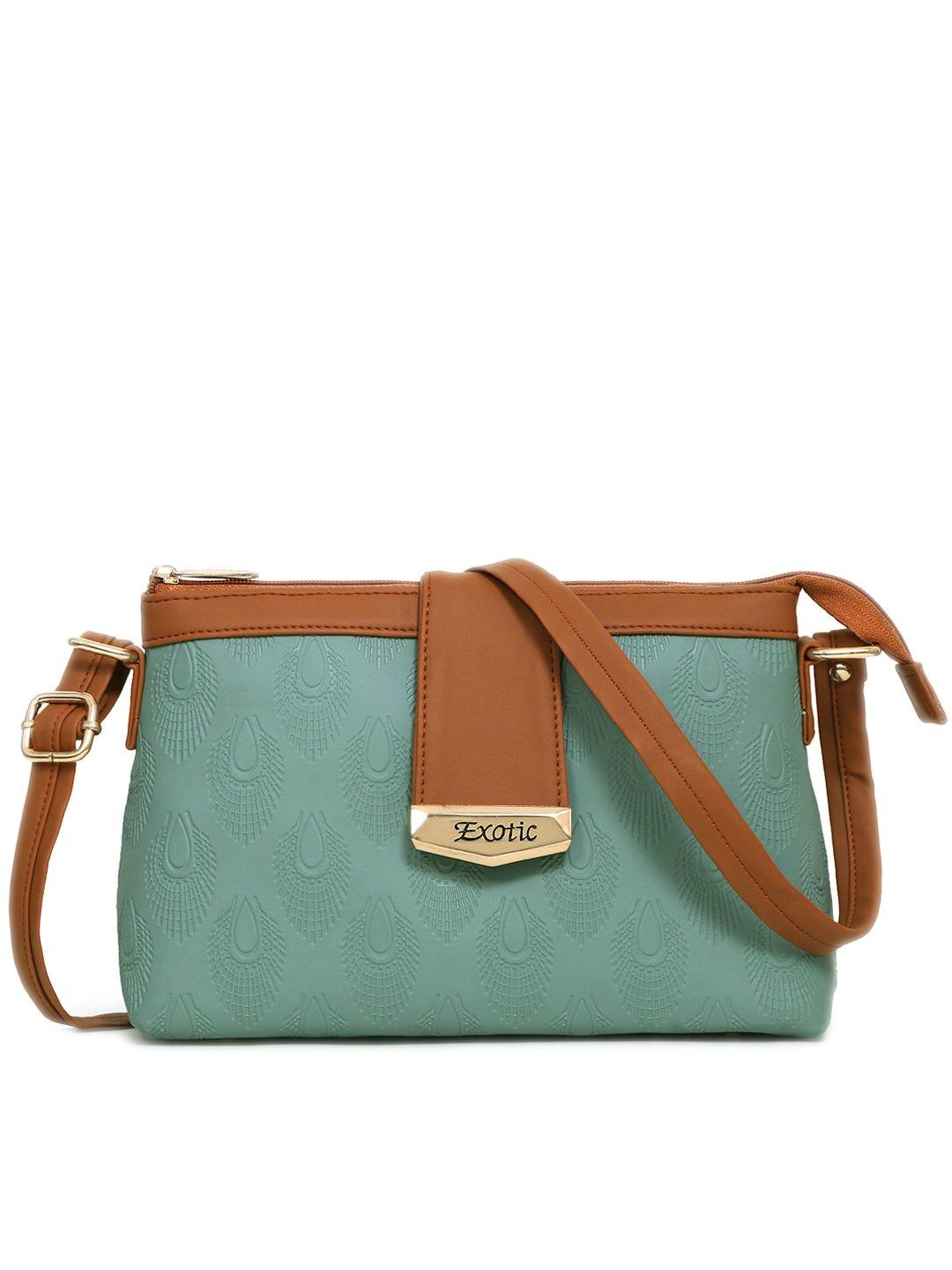 exotic sea green pu structured sling bag with tasselled