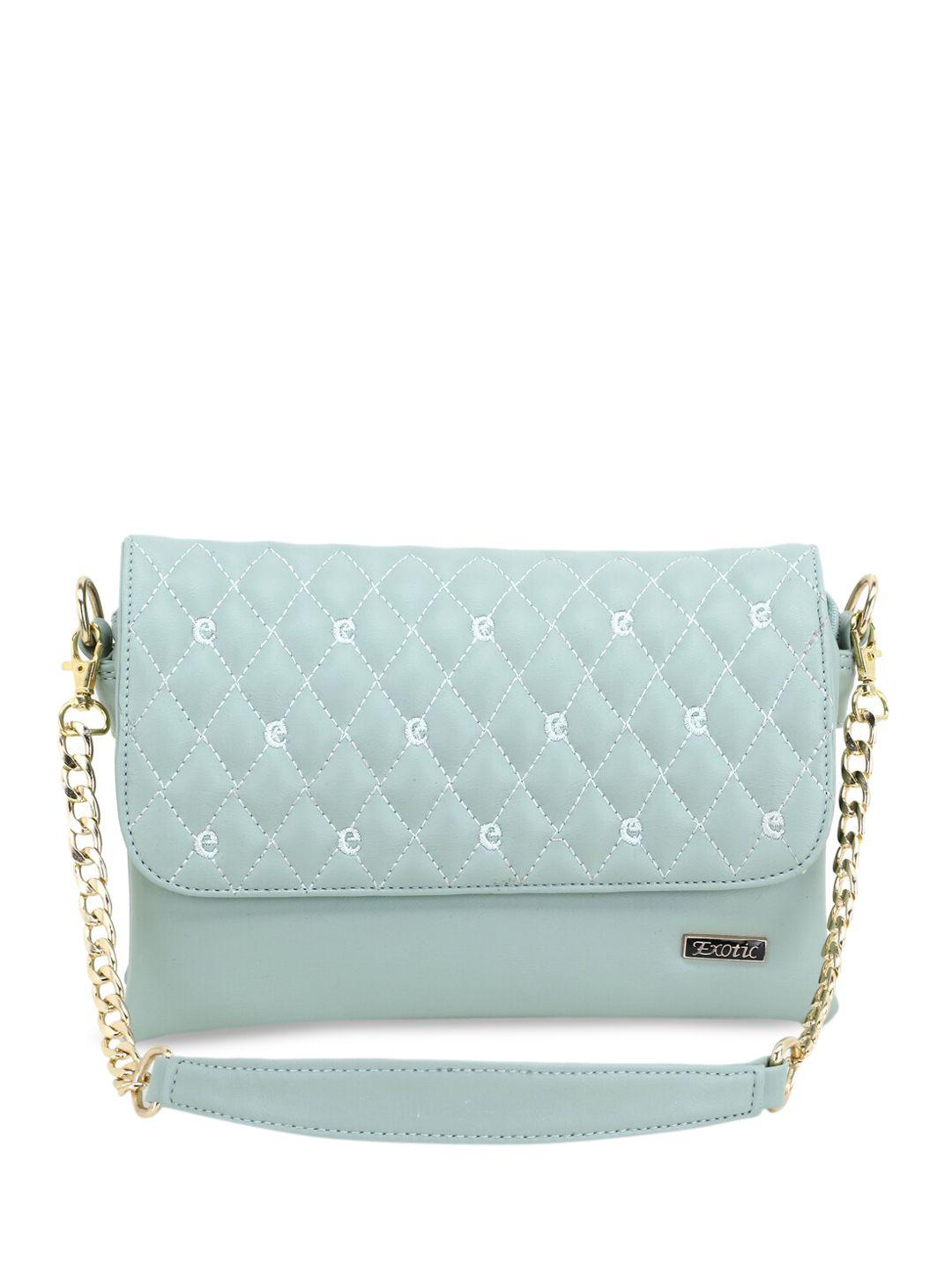 exotic sea green textured quilted structured sling bag