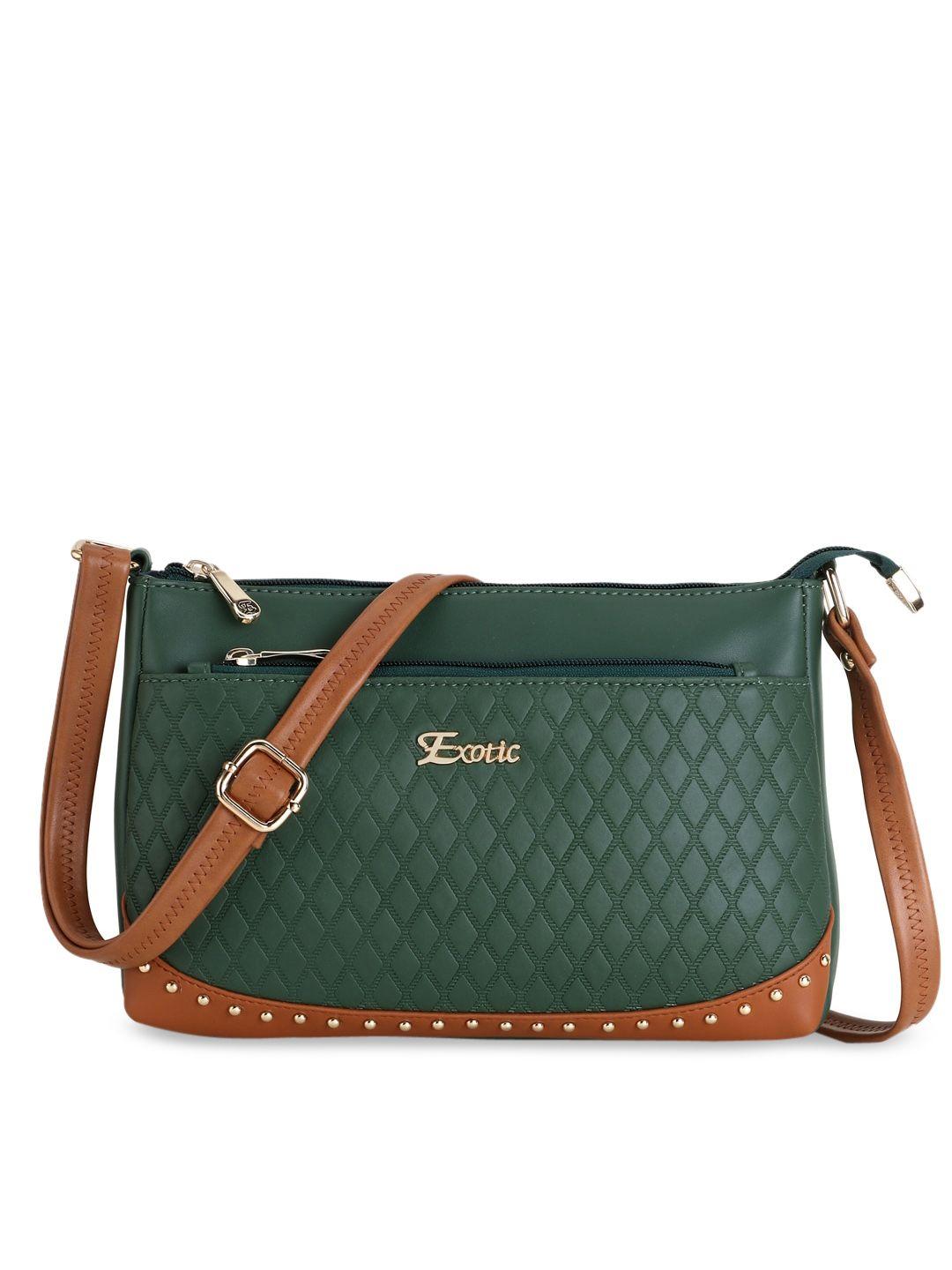 exotic women green structured sling bag