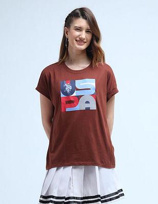 extended shoulder printed t-shirt