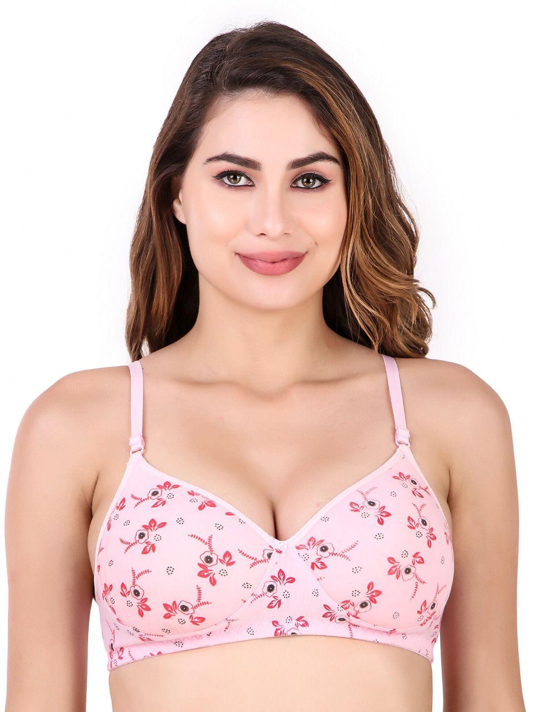 extoes pink & red floral bra full coverage