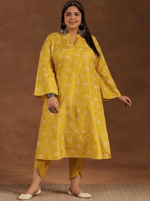 extra love by libas mustard printed kurta dhoti pant set