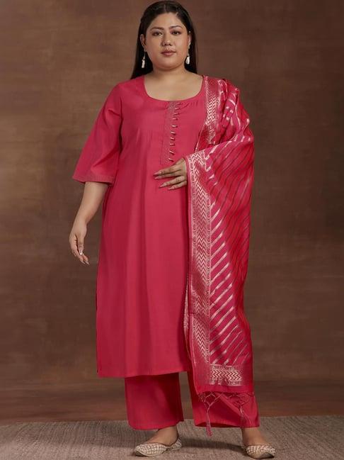 extra love by libas pink straight fit kurta palazzo set with dupatta