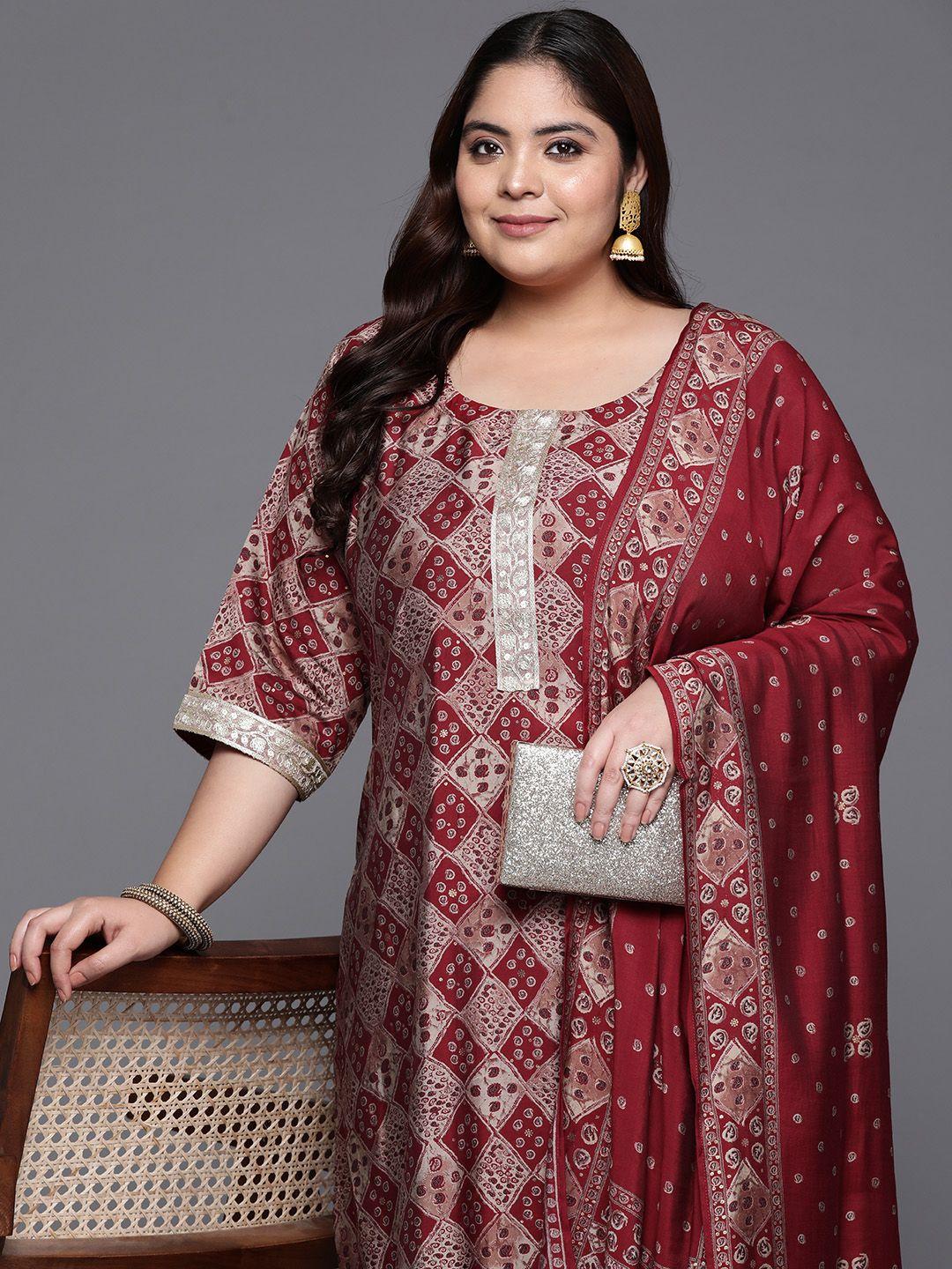 extra love by libas plus size ethnic motifs printed sequinned kurta set