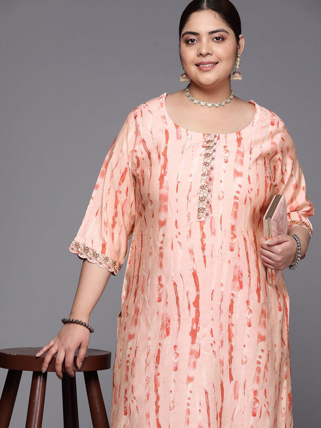 extra love by libas plus size floral printed kurta