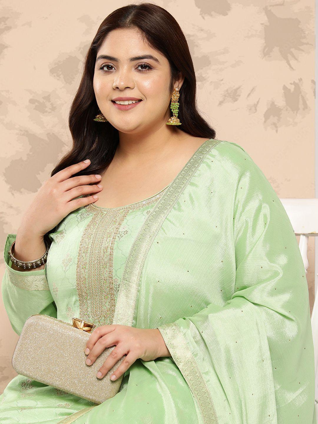 extra love by libas plus size floral regular kurta with trousers & with dupatta