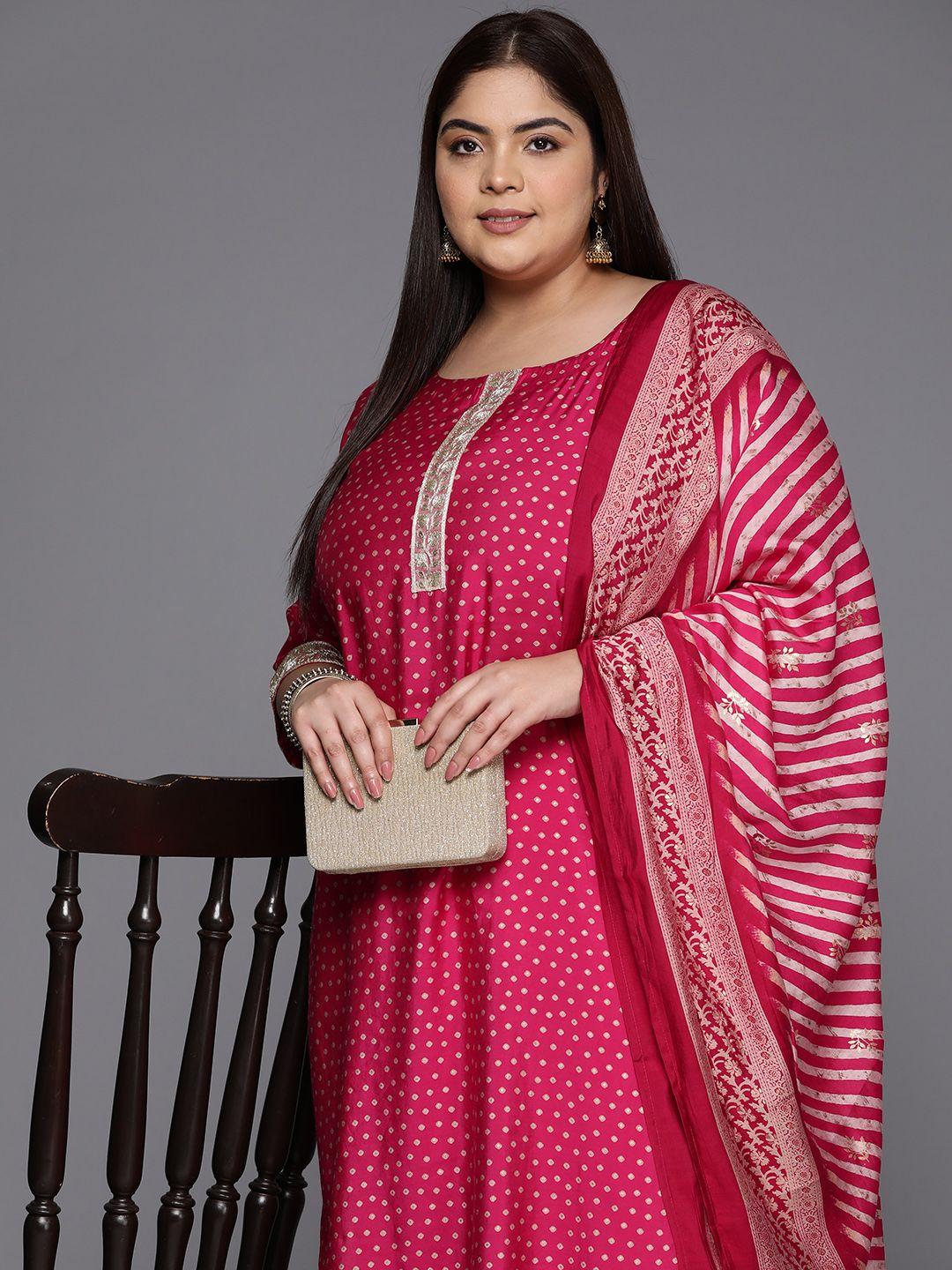 extra love by libas women plus size bandhani printed regular sequinned kurta set