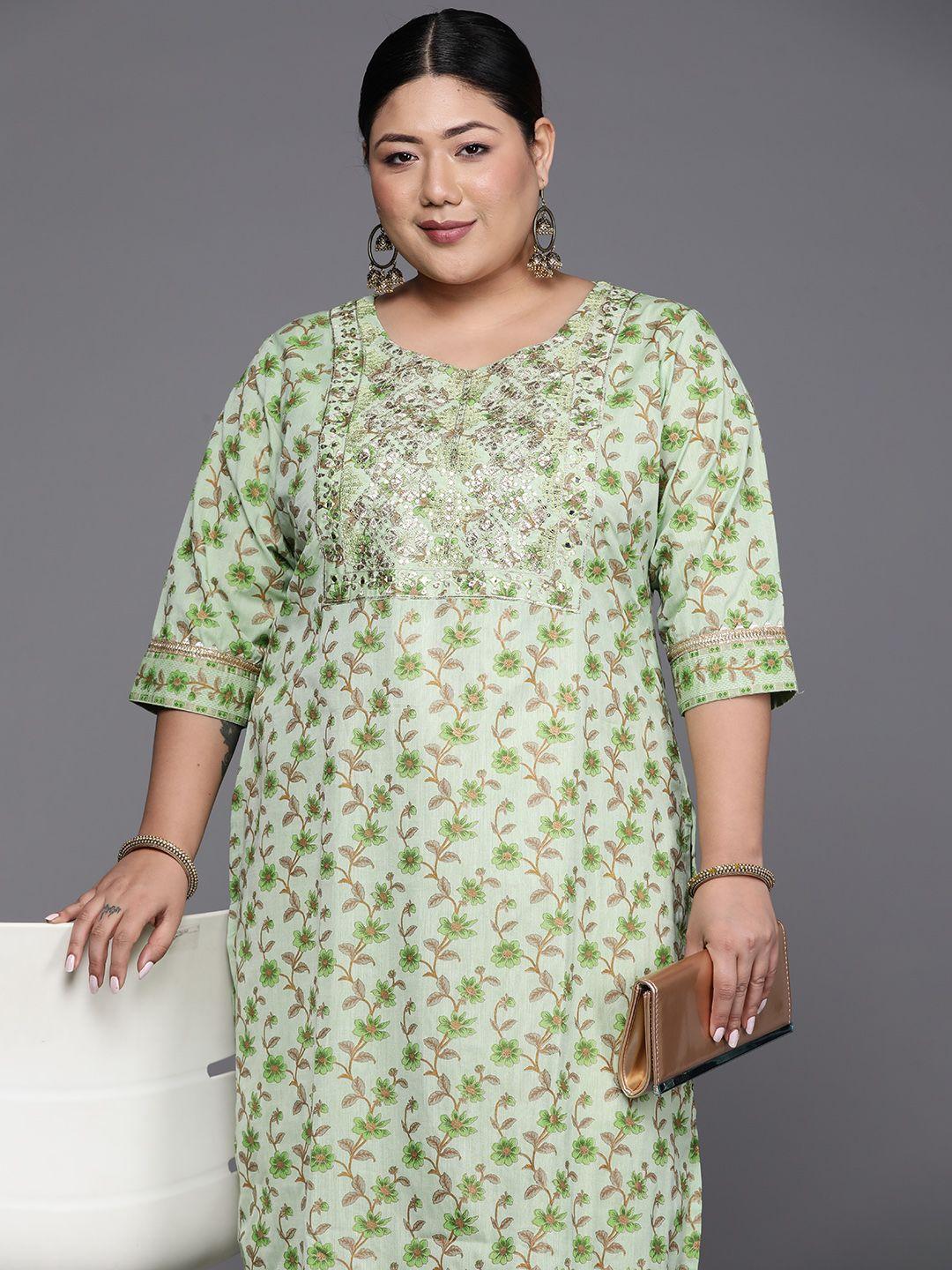 extra love by libas women plus size floral printed kurta