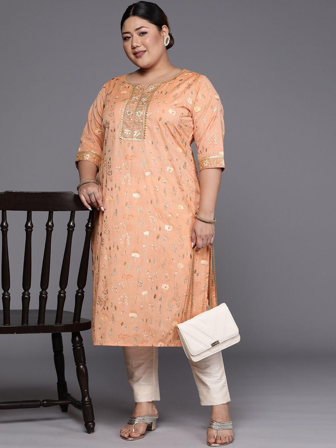 extra love by libas women plus size floral printed kurta