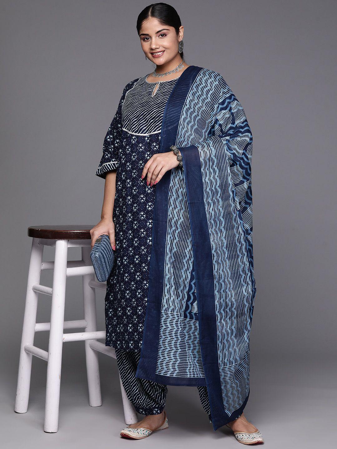 extra love by libas women plus size printed gotta patti kurta with salwar & with dupatta