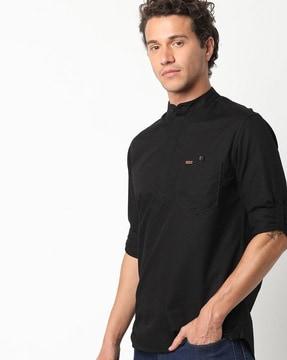 extra slim fit shirt with band collar