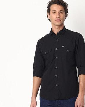 extra slim fit shirt with flap pockets