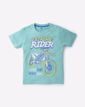 extreme rider print round-neck t-shirt