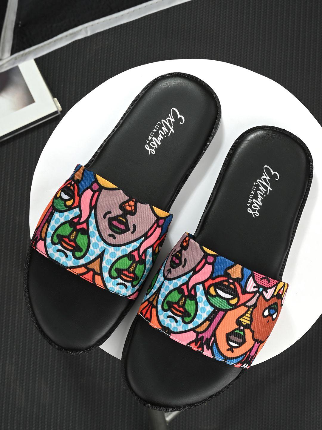 extrimos men multicoloured abstract printed sliders