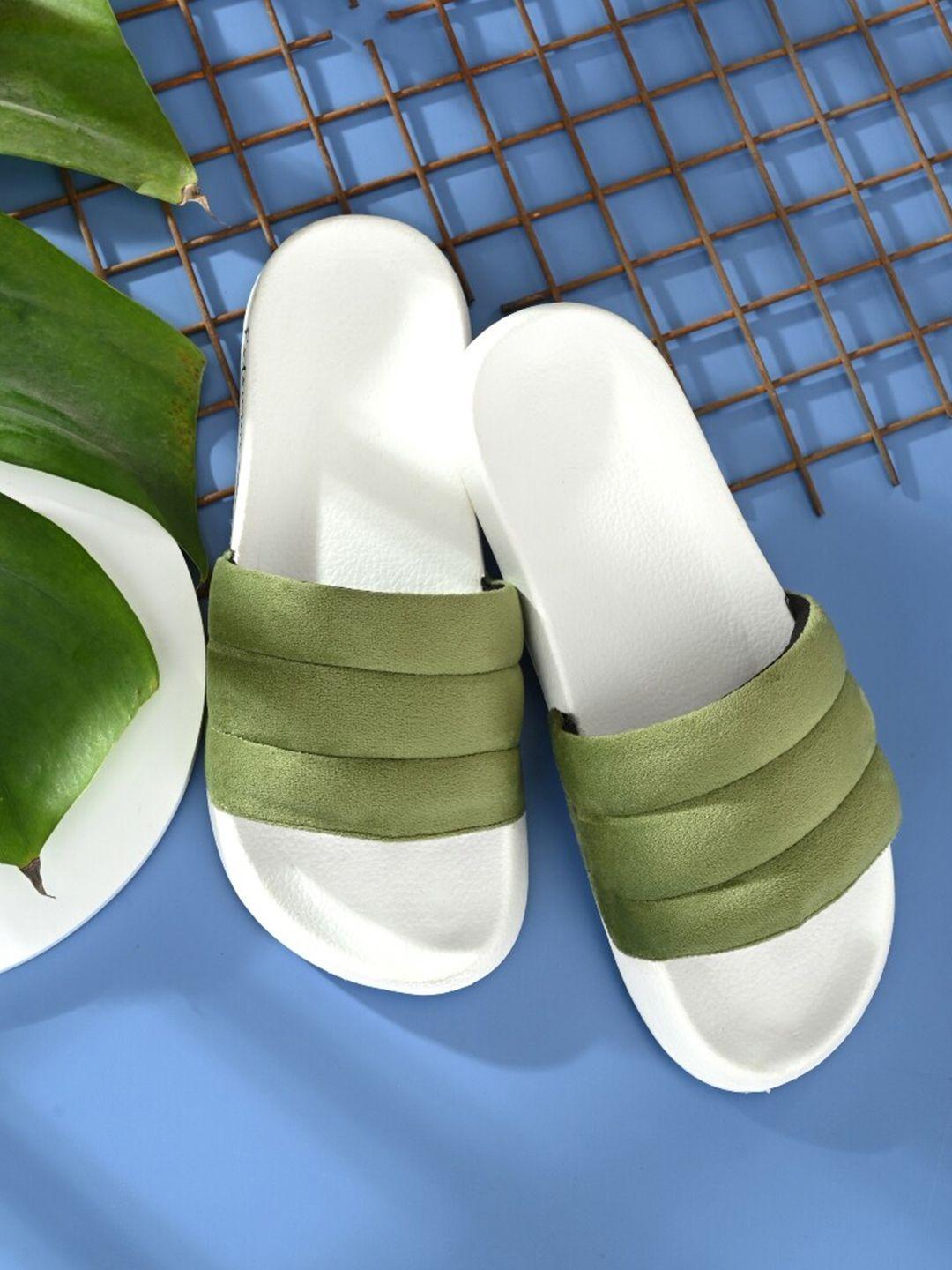 extrimos men green & white solid sliders