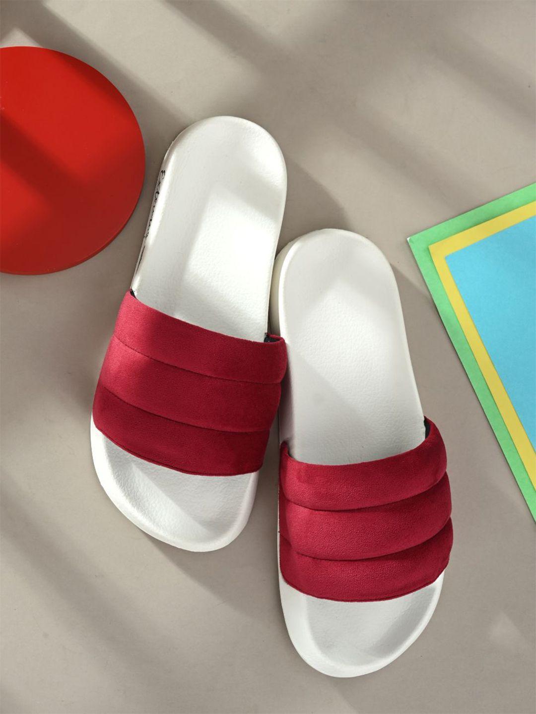 extrimos men red & white solid sliders