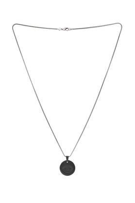 eye design black pendant with silver plated chain for men