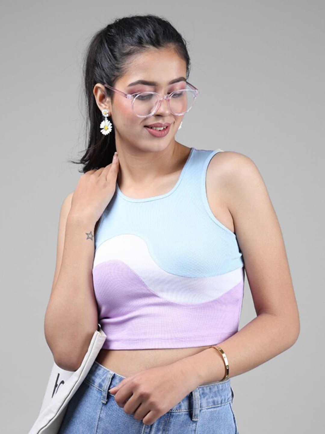 eyebogler graphic printed fitted crop top