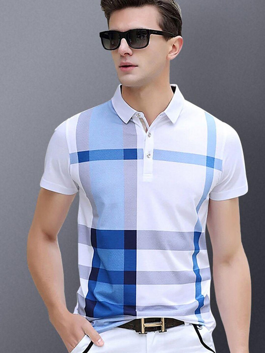 eyebogler checked polo collar cotton t-shirt