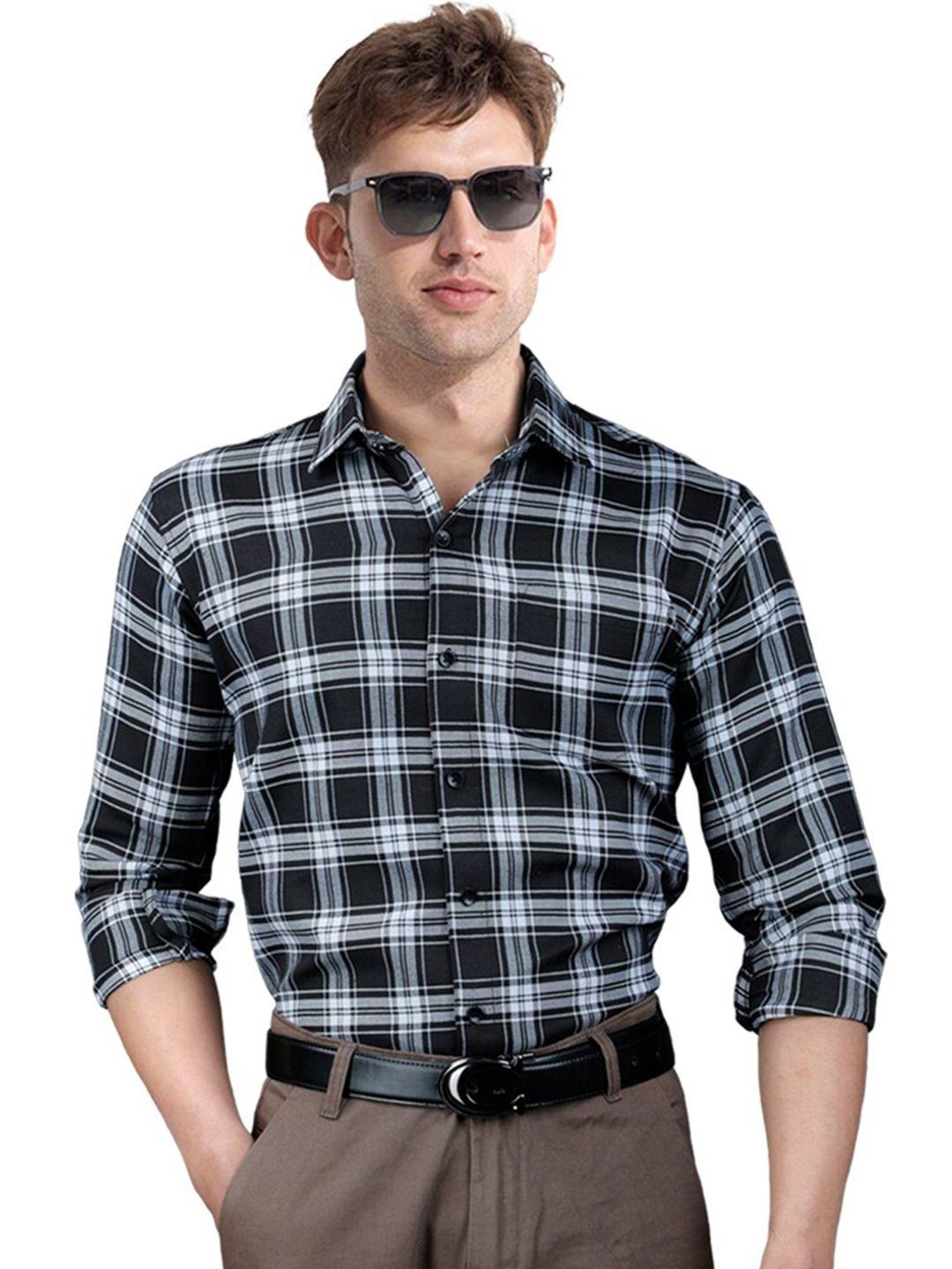 eyebogler checked spread collar casual shirt