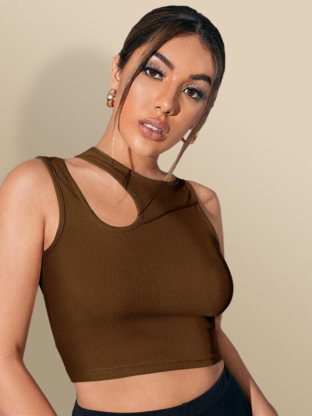 eyebogler cut out fitted crop top