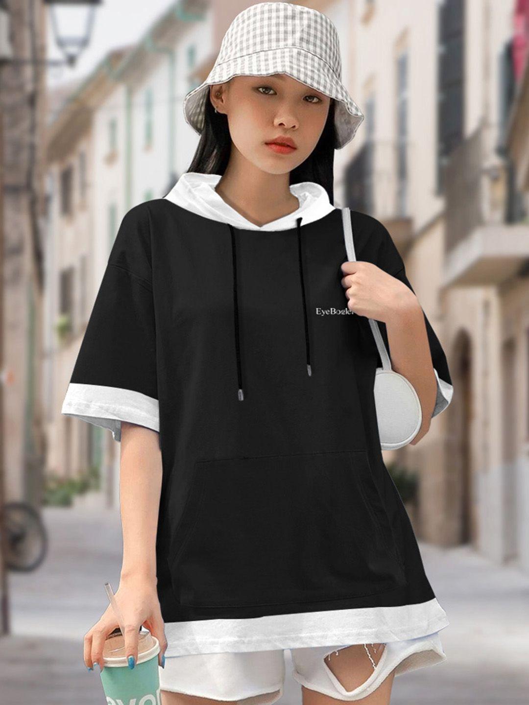 eyebogler drop-shoulder sleeves hooded cotton oversized t-shirt