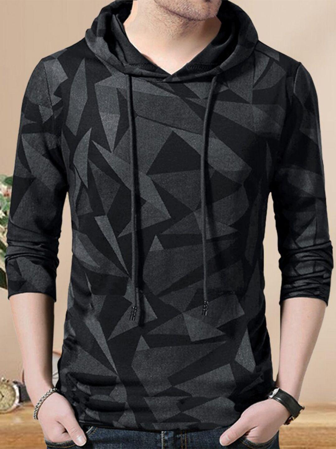 eyebogler geometric printed hooded cotton t-shirt