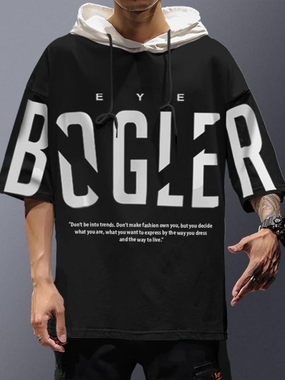 eyebogler hooded typography printed cotton loose t-shirt