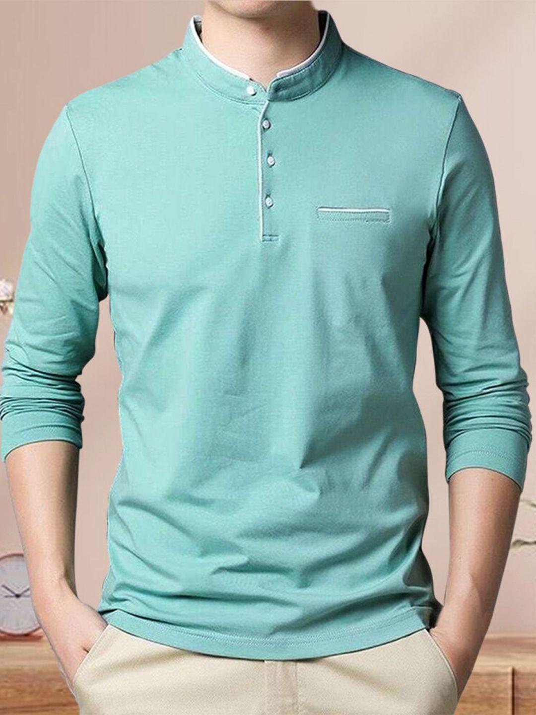 eyebogler mandarin collar long sleeve cotton t-shirt