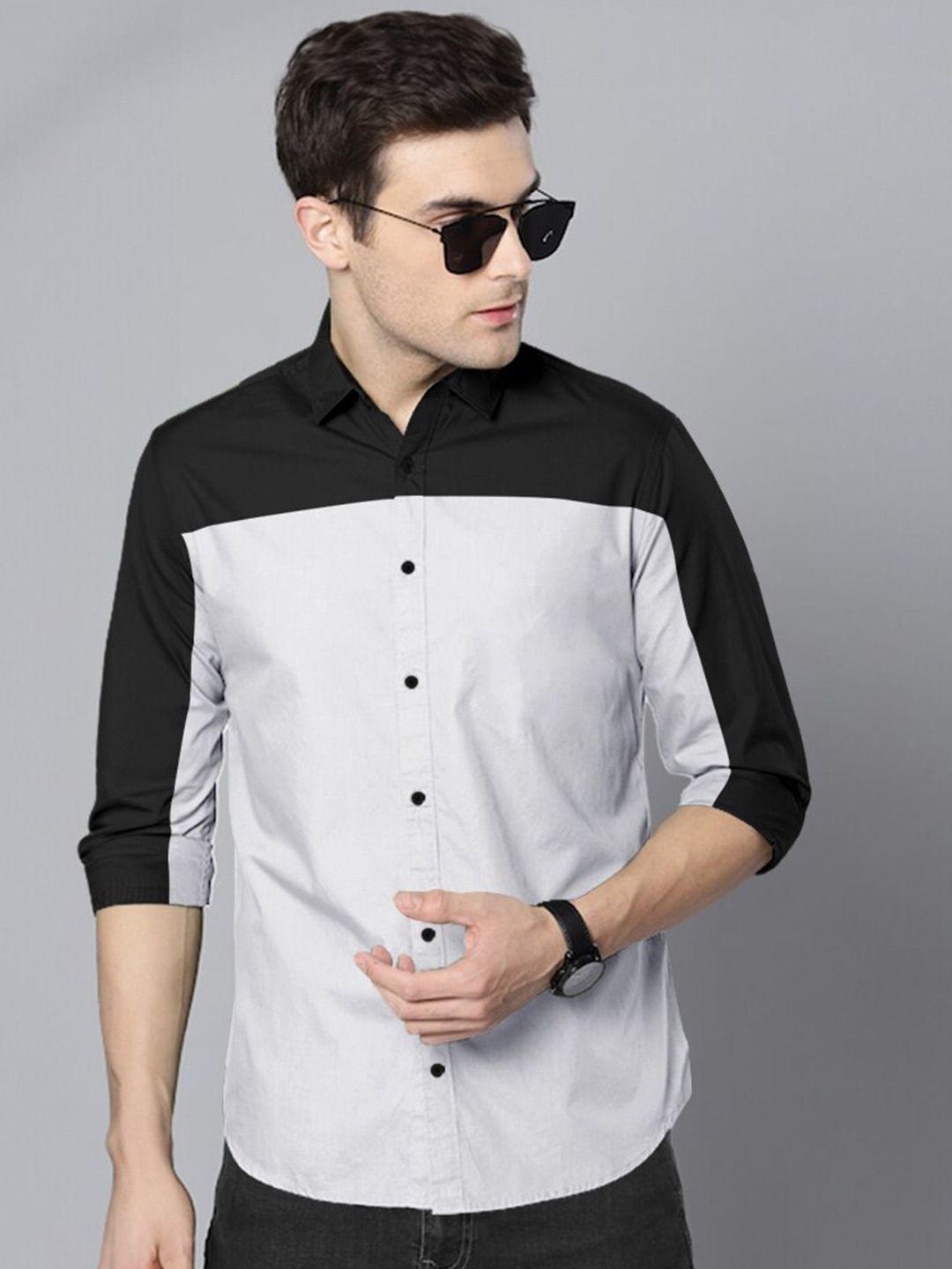 eyebogler men opaque colourblocked casual shirt