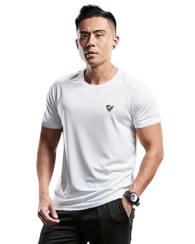 eyebogler mens round neck half sleeve solid dry fit tshirt pack of 1 white